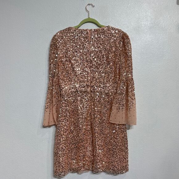 French Connection Dusty Pink Cellienne Sequin Mini Dress Sz 8 NWT - Picture 11 of 14